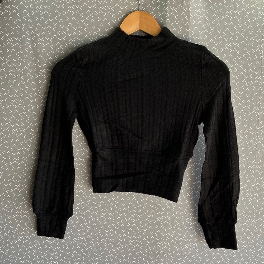 Chic Black Ribbed Crop Top